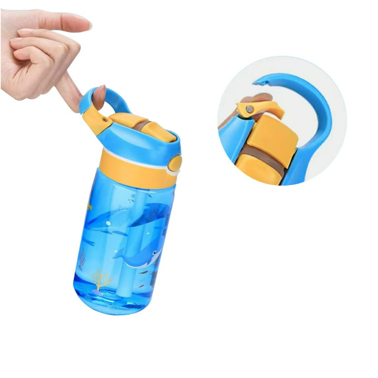 Best Kids Water Bottle Leakproof BPA Free Plastic Water Bottle 12 oz with Silicone Straw, Fits in Your Baby School Lunch Boxes, Sports and Travel