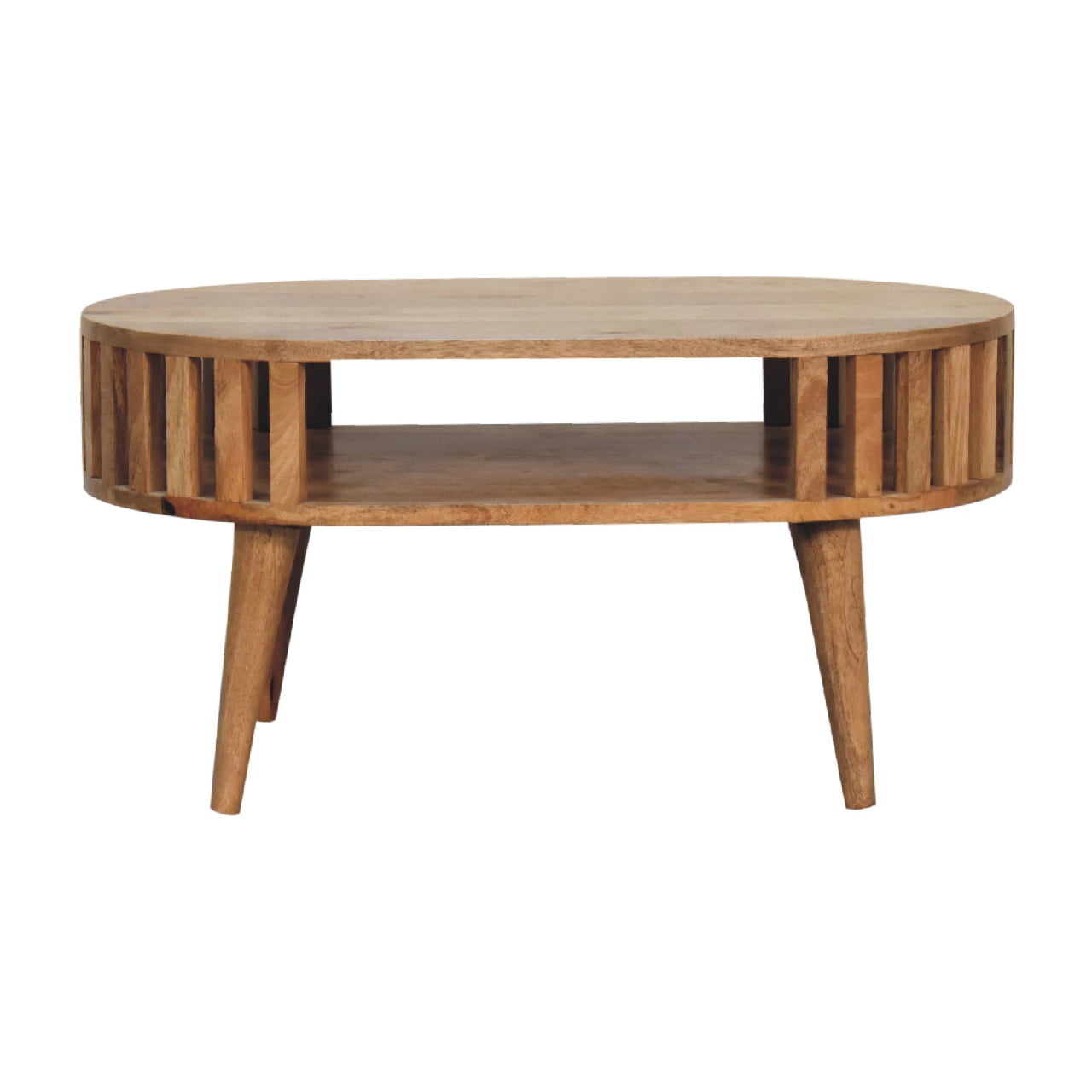 Handcrafted Oak-ish Mango Wood Coffee Table with Nordic Style Legs