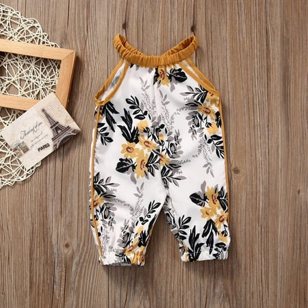 

Puloru Baby Girls Cotton Bubble Rompers Floral Clothes Summer Bow knot Jumpsuits 0-4T