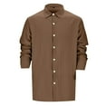 thumbnail image 4 of Xudanell Men's Casual Long Sleeve Button up Shirts Linen Dress Shirt Beach Shirts (Coffee,S), 4 of 8