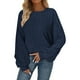 thumbnail image 1 of Jeans de tiro bajo,Camiseta informal holgada para mujer, cuello redondo, manga larga, tejido de poliéster suave, color liso, ideal para uso diario, sopatenor, 1 of 8