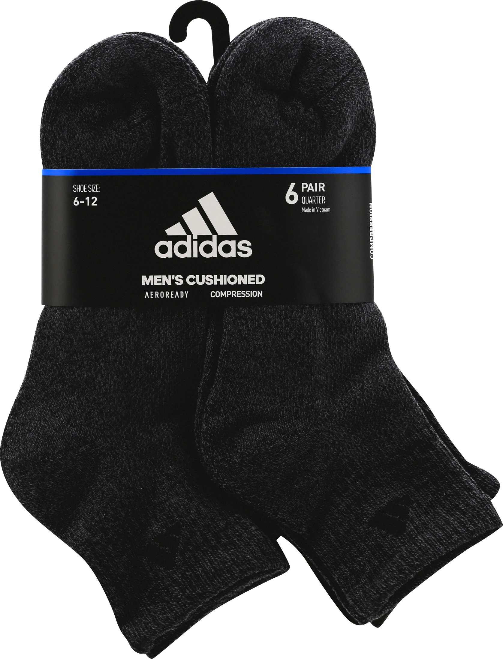 Adidas Men's Athletic Cushioned Quarter Socks 6-Pack Gray photo 2