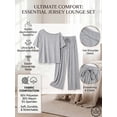 thumbnail image 3 of JWD Women's 2 Piece Pajama Set Off-Shoulder Short Sleeve Top And Wide Leg Lounge Pants Soft Cozy Sleepwear Loungewear Light Gray L, 3 of 7
