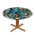 thumbnail image 3 of Orinice Octopus Sea Turtle Map Round Table Cover Stain Resistant Washable Indoor Outdoor Tablecloth Kitchen Dining Wedding Parties Full Width Single-Sided Printing 100% Polyester Fiber 46-50, 3 of 8