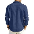 thumbnail image 6 of BRANROY Long Sleeve Shirts for Men - Fall Casual Outdoor Workwear Linen Cotton Button-Front Shirt for Active Days,Navy 2XL, 6 of 9