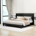 thumbnail image 2 of NNV King Size Platform Bed Frame with Linen Upholstered Wingback Headboard for Adults, Black, 2 of 6