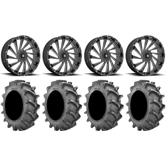 MSA Blade 24" Wheels Milled 40x8.3 BKT 171 Tires Kawasaki Mule Pro FXT