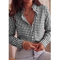 thumbnail image 4 of PRETTYGARDEN Womens Long Sleeve Button Down Shirts | Soft Cotton Fabric, Fashion Plaid Shirt, Basic Collared V Neck, Work Business Casual Blouses, Fall Trendy Outfits, 4 of 9