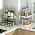 thumbnail image 4 of 2 Tier Lazy Susan Organizer Rack Rotating Seasoning Holder for Kitchen Bathroom, 4 of 9