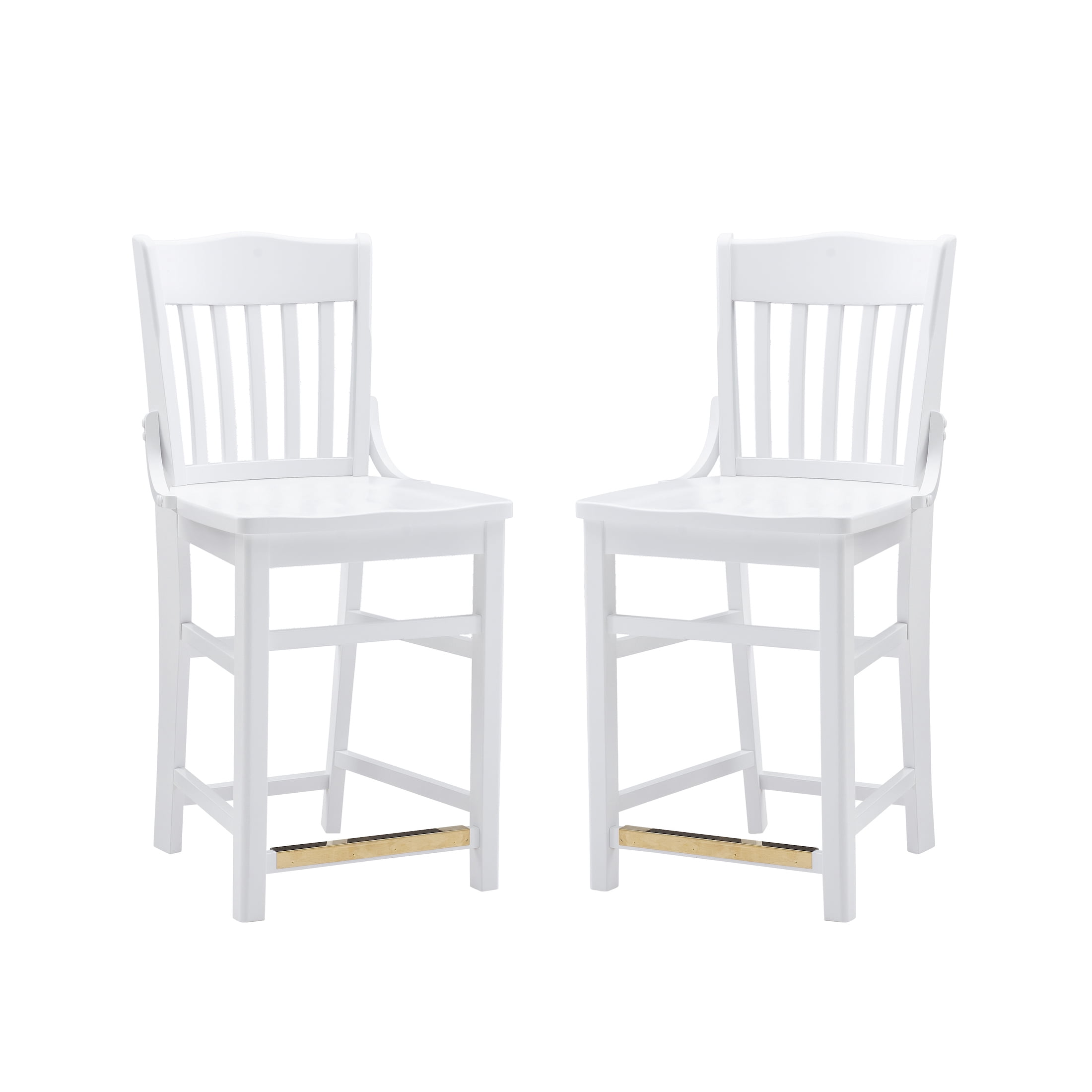 Linon Judah 24 Inch High Back White Counter Stools, Set of 2