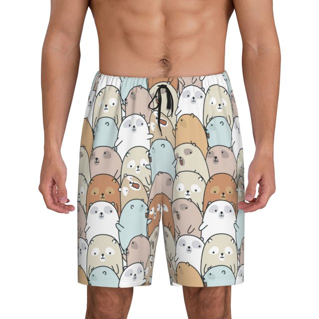 Fotbe Lovely Bear Pantalones Cortos de Pijama para Hombre, Ropa de Dormir, Pantalones de Pijama Cortos para Hombre-3X-Large