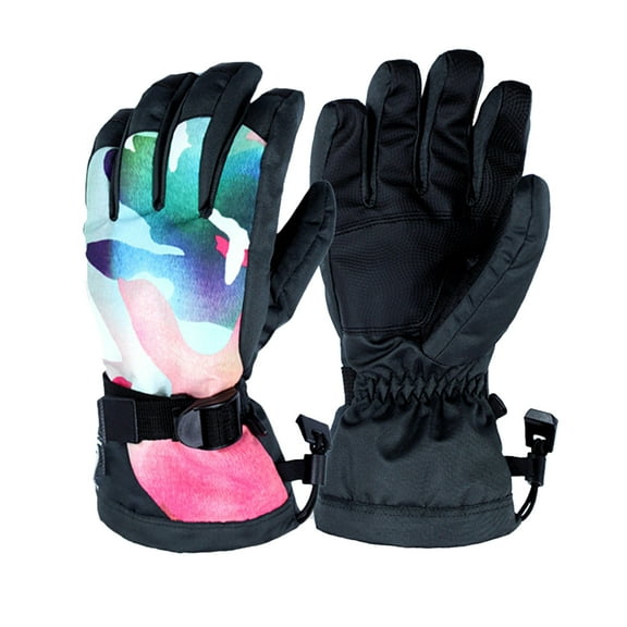 sususu Mens Winter Gloves,Ski Gloves Men's and Women's Winter Warm Gloves Thickened Adult Outdoor Riding Zipper Motorcycle Gloves
