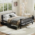 thumbnail image 2 of HICOMILA Queen Size Platform Bed with Storage Drawers, Metal Daybed Frame with Upgraded Safety Round-Pipe Design, Low Profile Design, Black, 2 of 7