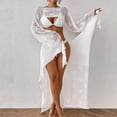 thumbnail image 5 of Taqqpue 2 Piece Swimsuit Coverup for Women Crochet Hollow Out Sexy Bathing Suit Cover Up Beach Crop Top Drawstring Skirt Sets, 5 of 5