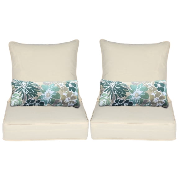 Aoodor 24'' x 24'' Outdoor & Indoor Deep Seat Cushion Set, furniture pillows and cushions, Olefin Fabric Slipcover and Sponge Foam (Set of 2 Seats, 2 Backs, 2 Lumbar Pillows)-Beige