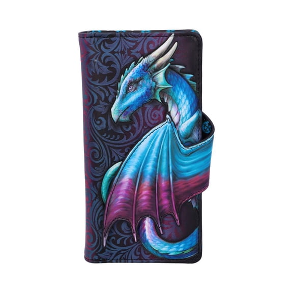 Nemesis Now Take Flight Embossed Purse Spacious Blue Dragon Wallet, 18.5cm, PU Leather, Red/Black, Intricate Baroque Designs, Wing Opening Purse, Multiple Card Slots & Zipped Coin Compartment