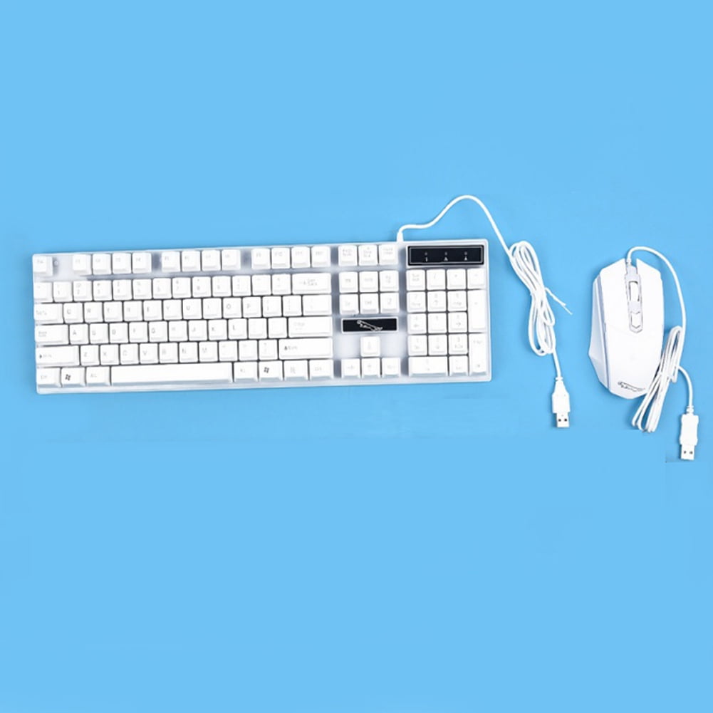 Lovebay For PS5/ PS4/PS3/Xbox Rainbow Backlit Mechanical Game Keyboard and Wired Mouse Set Compatible Desktop Computer Laptop,Wired USB