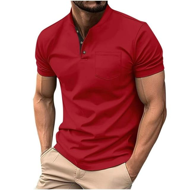 Mgmyaa Men's Short Sleeve Shirts Casual Shirts Slim Summer Button Basic Tee with Pocket