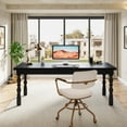 thumbnail image 5 of Tribesigns 62.2-Inch Large Wood Executive Desk, Farmhouse Style Writing/Study Table, Business Office Workstation Furniture with Carved Turned Legs, Black, 5 of 7