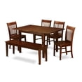 thumbnail image 2 of East West Furniture Norfolk 6-piece Dining Set with Wood Seat in Mahogany, 2 of 9