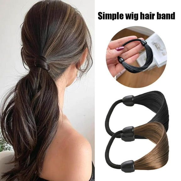 FurNest Simple Wig Hair Band Women Girl's Straight Wig Elastic Hair Band E