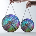 thumbnail image 4 of Blue Dragonfly Pond Nature Suncatcher Stained Glass Style Garden Ornament Round, 4 of 8