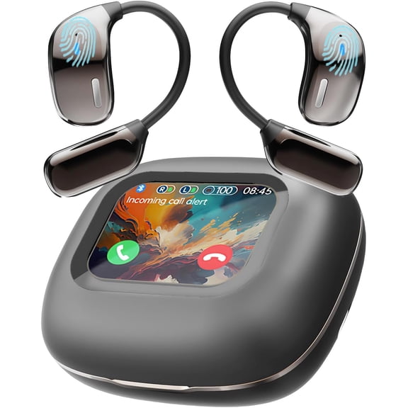 AI Translation Earbuds, Real-Time 144 Languages Translator with LCD Touch Screen, Open-Ear Wireless Bluetooth Earbuds with App Support