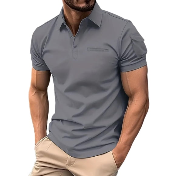 Camisa informal de manga corta con solapa y cremallera para hombre, de color liso, diseño moderno, poliéster suave, ligera, adecuada para el día a día y para fiestas, tallas S-XXXL