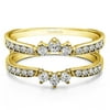 10k Solid Gold White Sapphire Crown Inspired Half Halo Wedding Ring Guard Enhancer (0.56ctw)