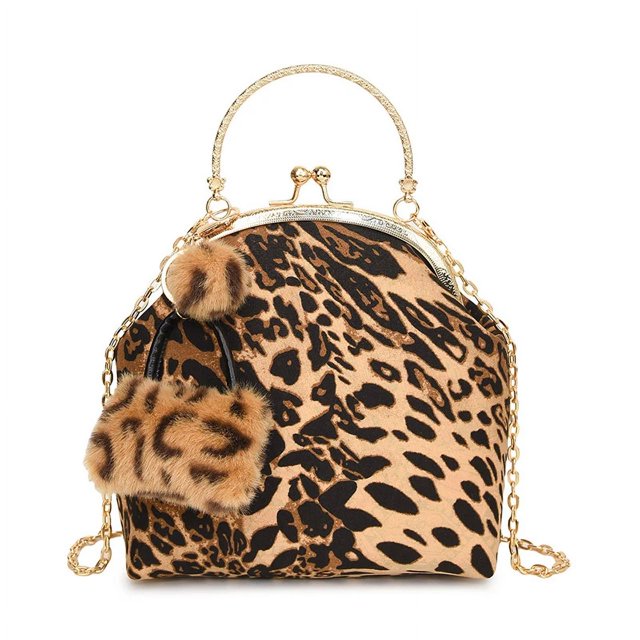 Bolsos de hombro GEEK de lujo con estampado de leopardo para mujer, bandoleras doradas, bolsos de moda con cadena y cierre de concha, bolso pequeño de noche, bolso de mano para uso diario.