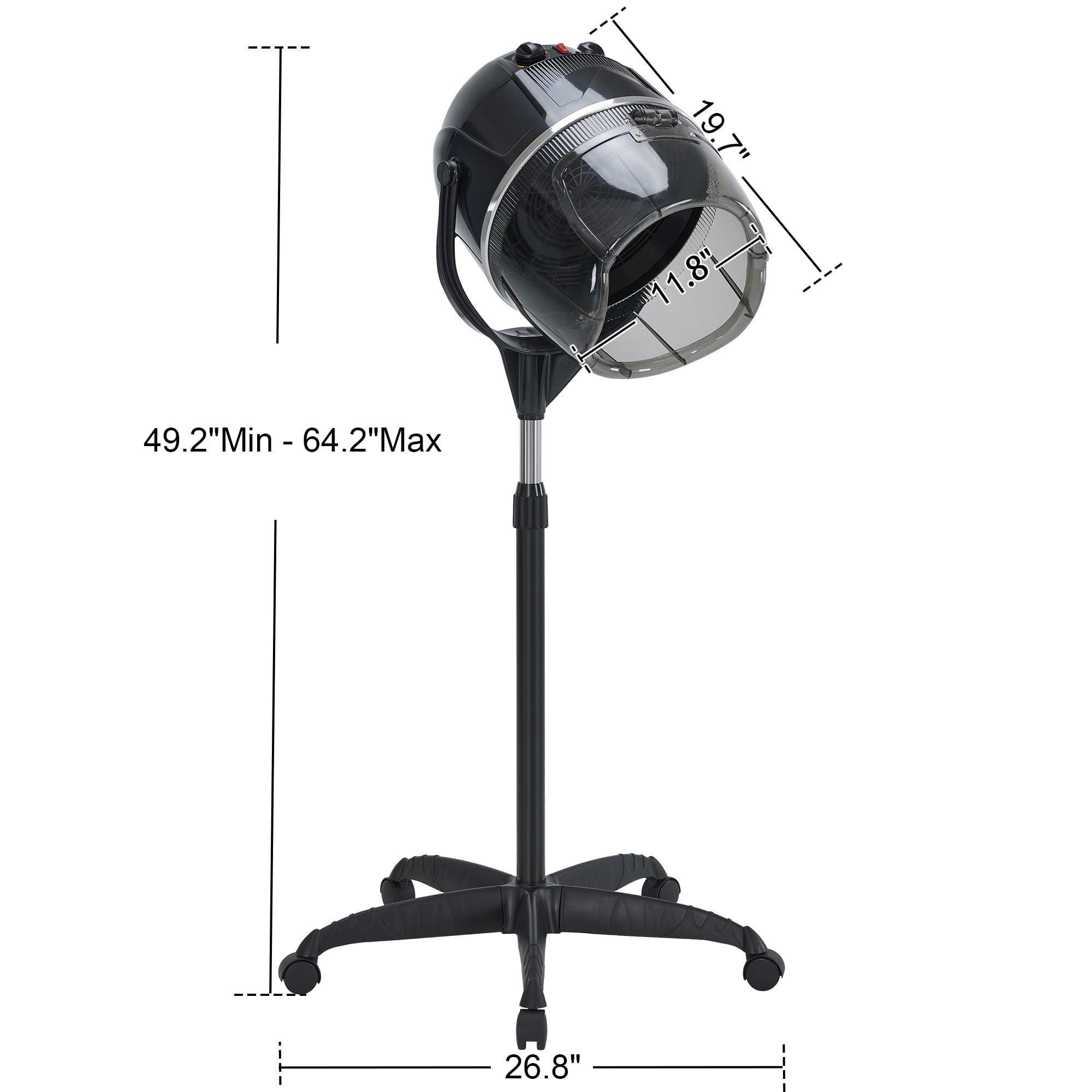 BarberPub Adjustable Bonnet Hood Hair Dryer with Wheel