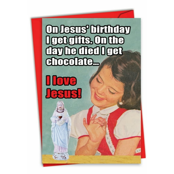 1 Funny Christmas Card with Envelope - I Love Jesus 1113