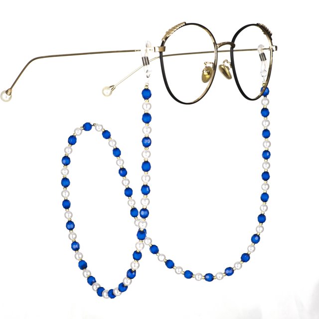 Cadena de cuentas de vidrio, collar con máscara para gafas, correa para gafas de sol para mujer