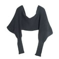 thumbnail image 3 of AWZXDE Women's Hollow-Out Knitted Pure Color Shawl Scarf with Sleeves - Warm Wrap for Cool Evenings, All-Season Fashion Piece Grey,One Size, 3 of 4