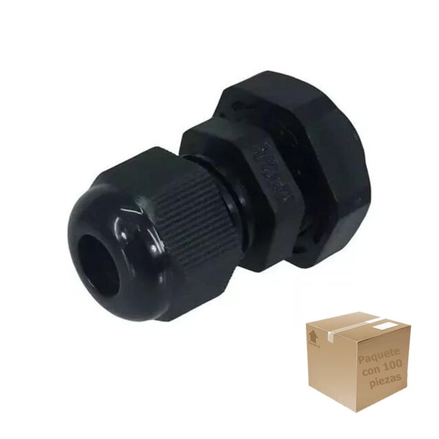 Conector Glandula De Nylon Negro 3/8 Pulgadas 100 Pzs negro 3/8 pulgadas