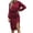 Wine, variant on Fesfesfes Women Dress Fall Solid Causal Round Neck Long Sleeve Vacation Split Dress Plus Size $10