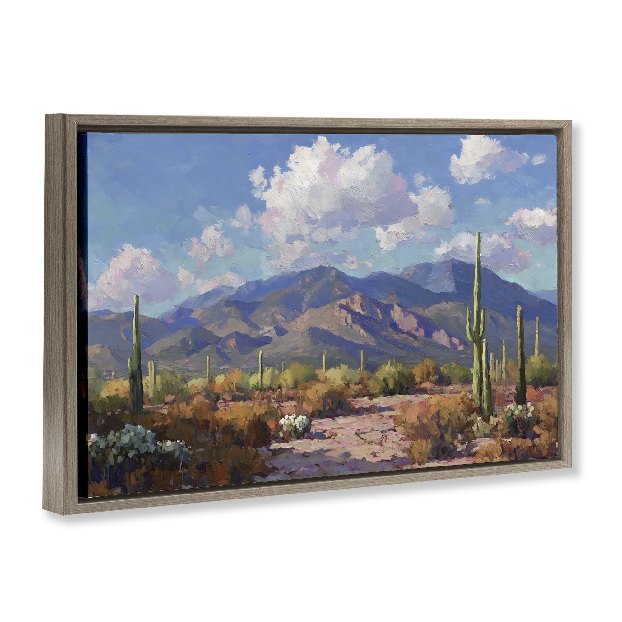 Stupell Industries Desert Mountains at Sunset Glow Brown Framed Floater Canvas Wall Art, design by Gina Kelly