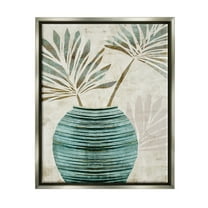 Stupell Industries Boho Plant Vase Botanical & Floral Painting Gray Floater Framed Canvas Art Print Wall Art, 25 x 31