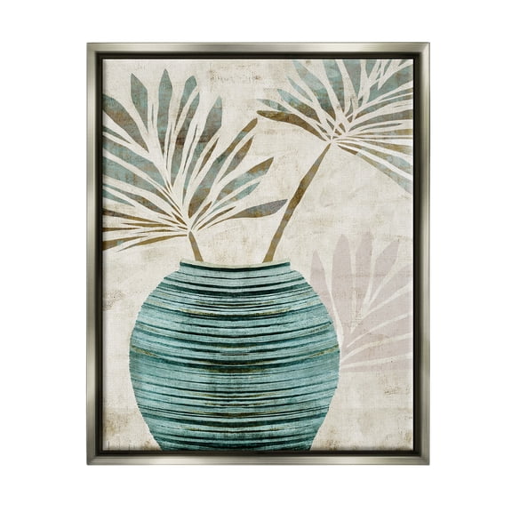 Stupell Industries Boho Plant Vase Botanical & Floral Painting Gray Floater Framed Canvas Art Print Wall Art, 25 x 31