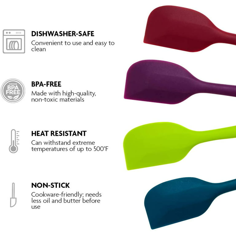 High Heat-Resistant Premium Silicone Spatula Set, Seamless Design,  Non-Stick with Stainless Steel Core, Cooking/