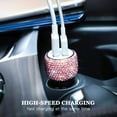 thumbnail image 4 of Dual USB Car Charger,SAVORI Car Adapter Bling Bling Rhinestones Crystal Car Decorations for Fast Charging Car Decors for iPhone Xs Max X Plus, iPad Pro/Mini, Samsung(Pink), 4 of 7
