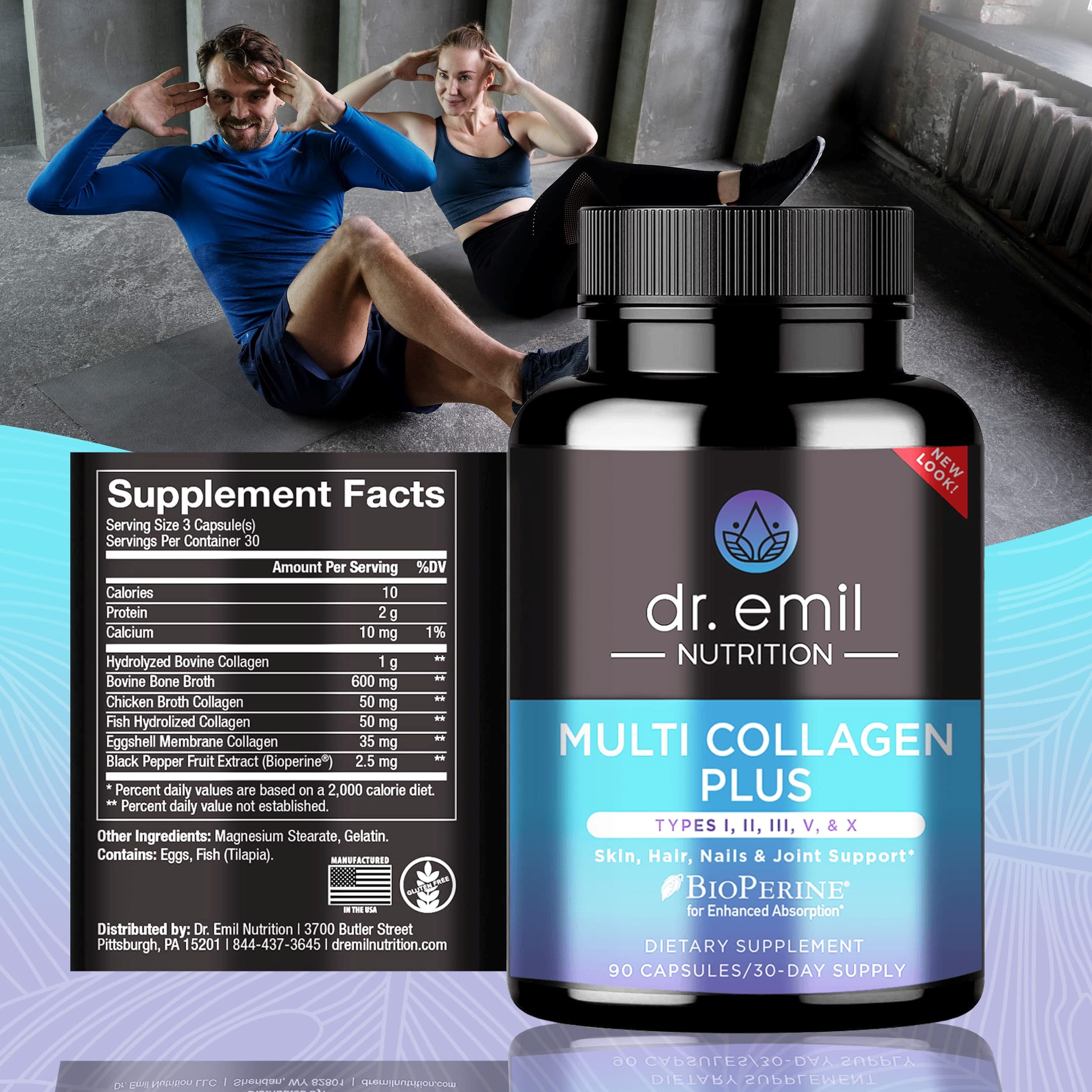 DR. EMIL NUTRITION Multi Collagen Plus, 90 Count, 30 Servings, 3 Pack