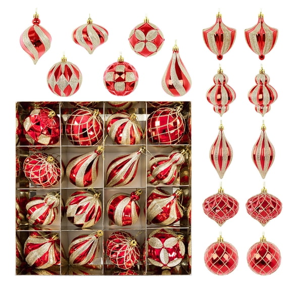 Bwiyojiz 16Pcs Christmas Baubles Ornaments Set Xmas Ball Decorations for Christmas Tree Home Party Holiday Decor
