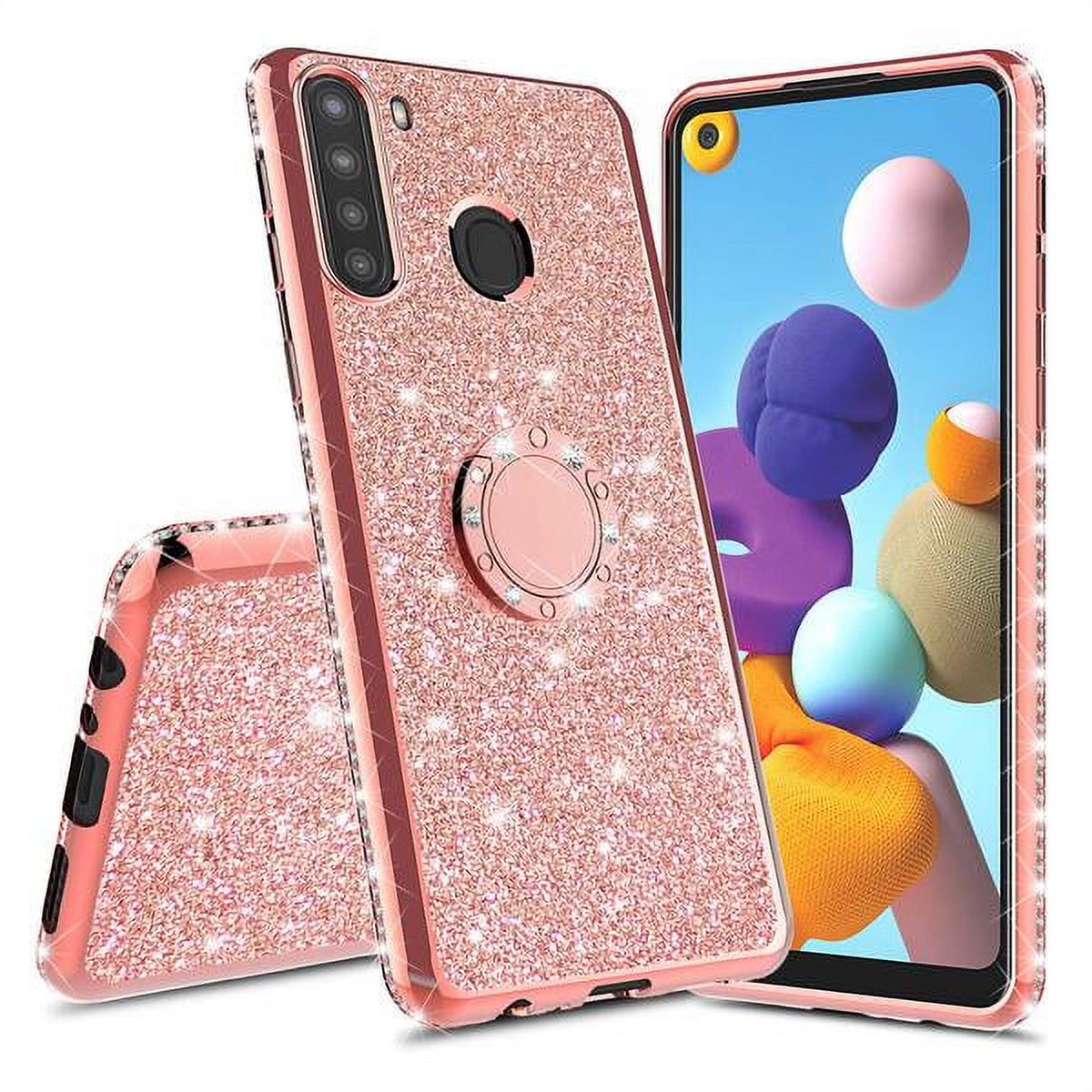 For Samsung Galaxy A11 Glitter Phone Case, Ring Kickstand Girls