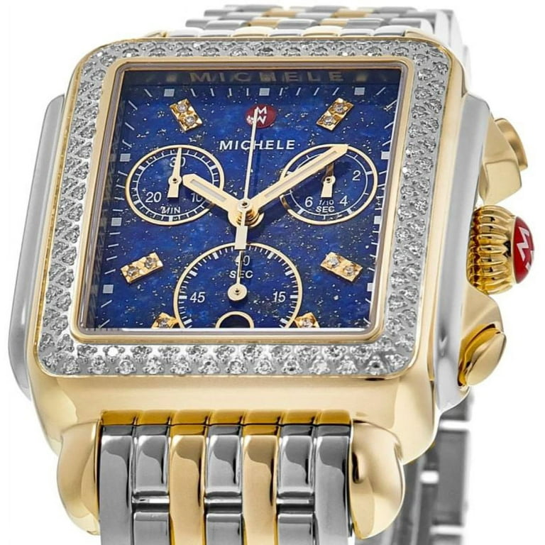 Michele Deco Classic Blue Dial Diamond Two Tone Steel Women s Watch MWW06A000790