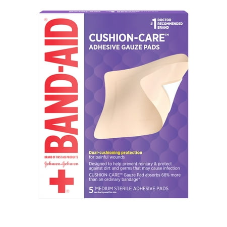 UPC 381371166275 product image for Band-Aid Brand First Aid Adhesive Gauze Pad, 3.5in x 4.5in, 5 ct | upcitemdb.com