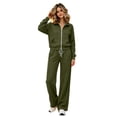 thumbnail image 5 of GERsome Women's 2 Piece Sweatsuit Zip Up Collared Jacket and Wide Leg Pants Set Drawstring Tracksuit Lounge Outfits Size XL, 5 of 8