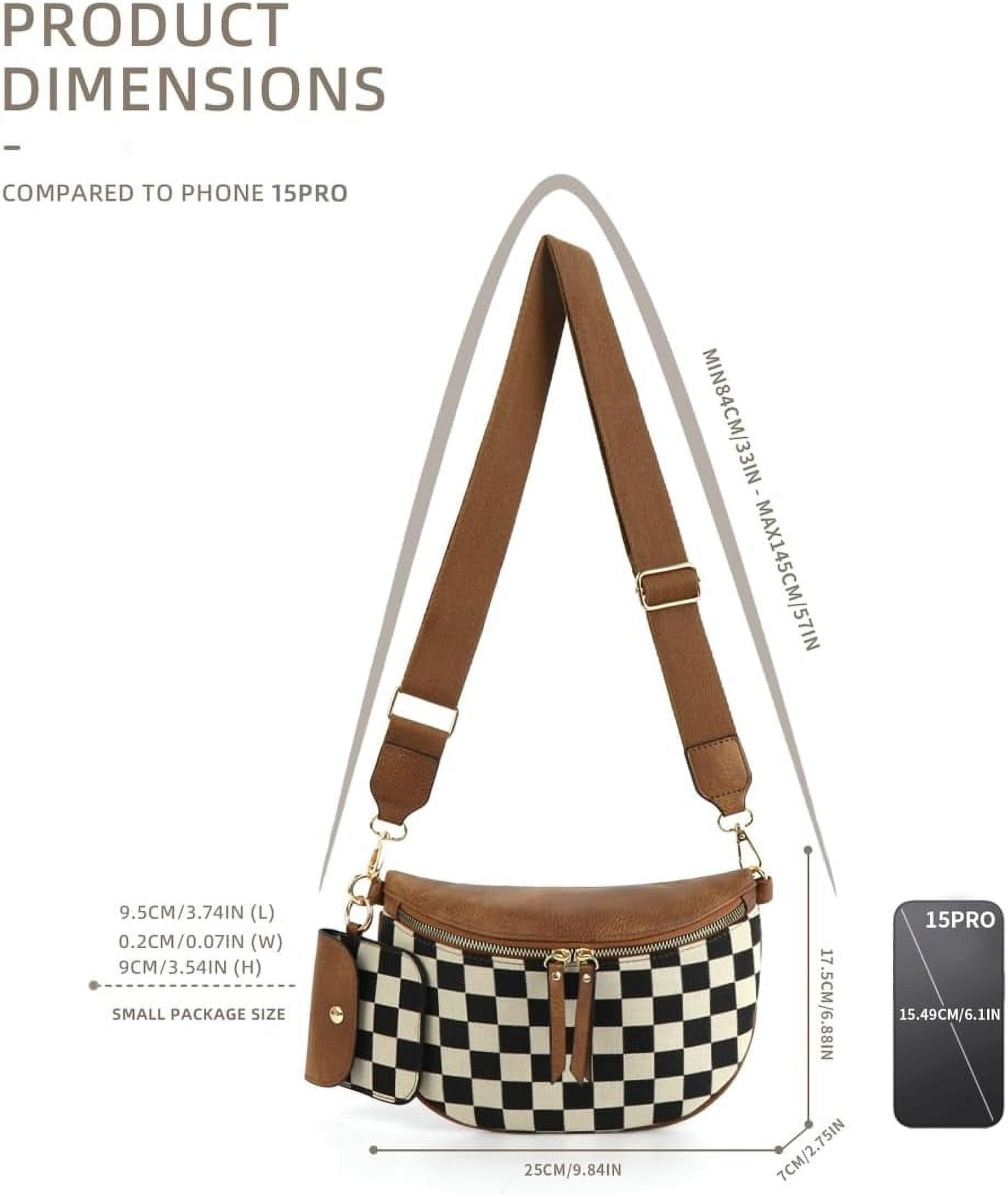JUYGO 2 Pcs Checkered Crossbody Bags for Women Bum Bag Checkered Cross Body Sling Backpack Satchels Shoulder Wallet Purses