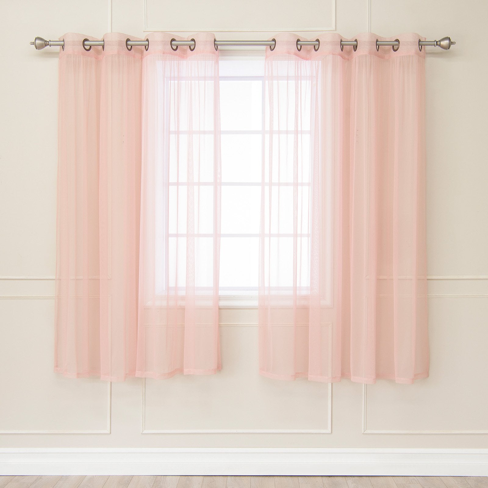 Best Home Fashion Sheer Tulle Bronze Grommet Curtain Panel Pair