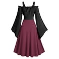 thumbnail image 4 of Renaissance Fairy Dress Women Cottagecore Lace Up Off Shoulder Corset Dress Halloween Colorblock Dress, 4 of 8